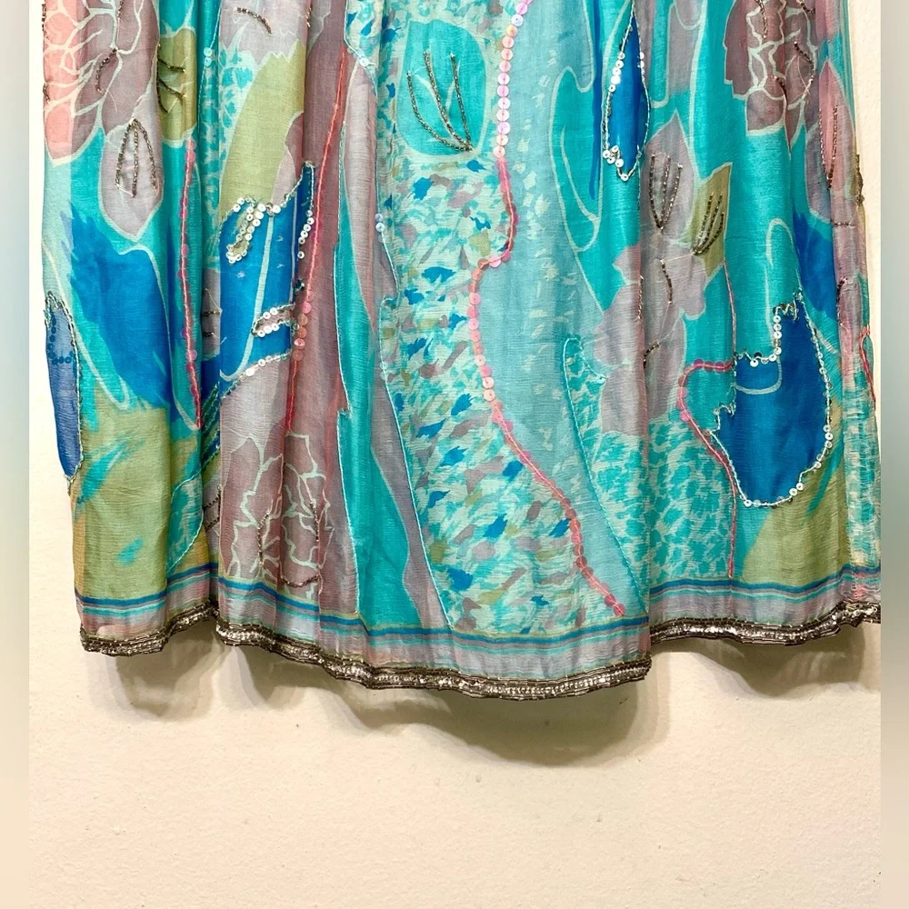 Judith Ann Creations Inc Vintage 2 Piece Silk Sequin Embellished Skirt Set Large - Picture 15 of 15